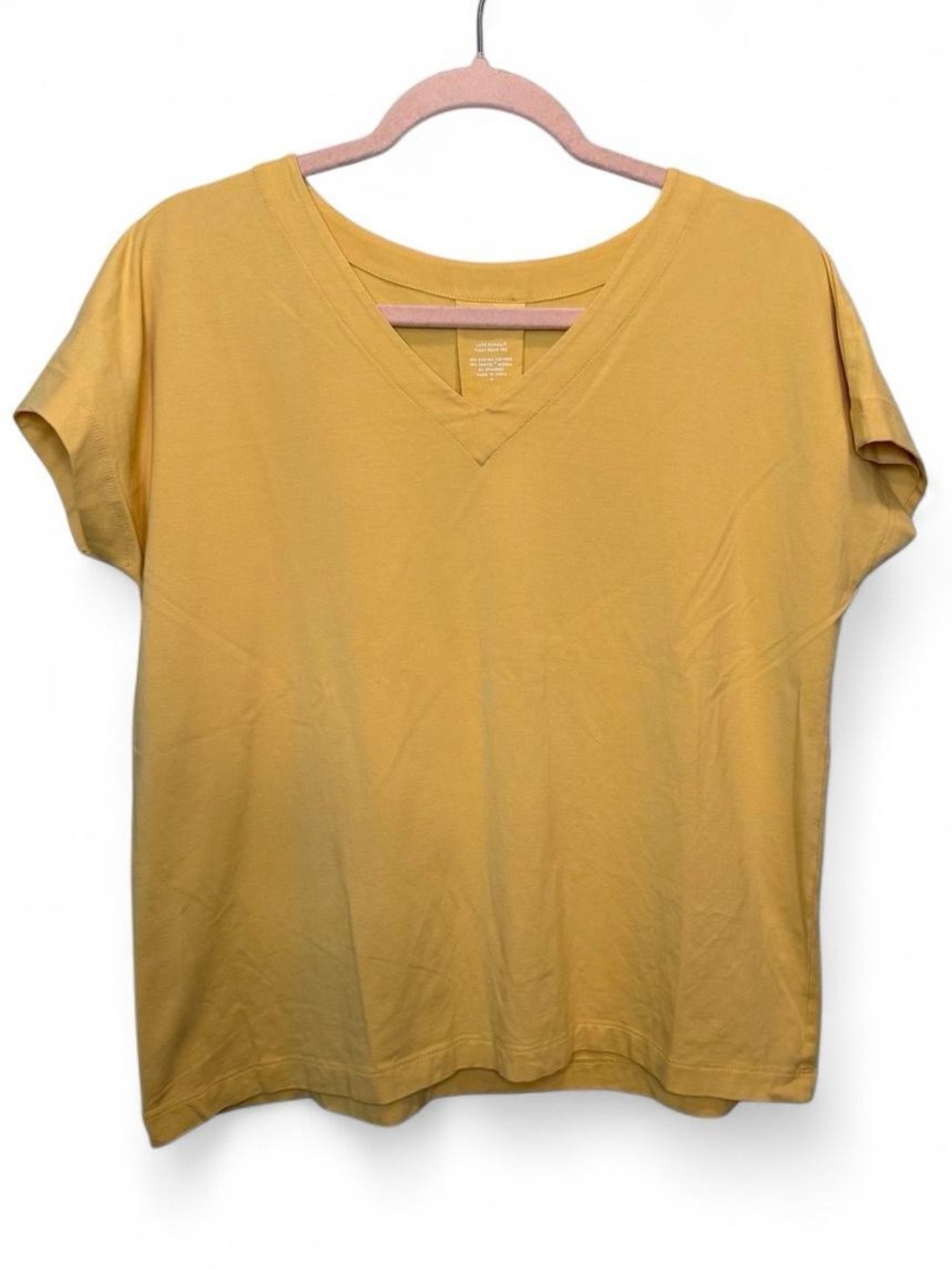 J. Jill Luxe Supima Pleat-Back V Neck Tee Yellow Size Medium Minimalist Fall